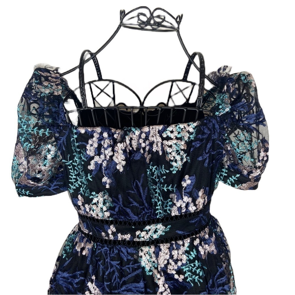 Lulus Radiant Love Black Floral Embroidered Short Sleeve Skater Dress Size S - Picture 4 of 10